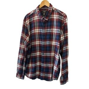 FOREVER 21 Red & Blue Flannel Plaid Button Up Collared Long Sleeve Shirt XXL